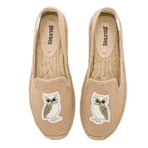 Soludos Gilded Owl Smocking Slipper Espadrilles Safari Tan Women 7